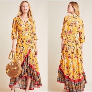 FARM Rio Vibrant Yellow Floral High Low Dress